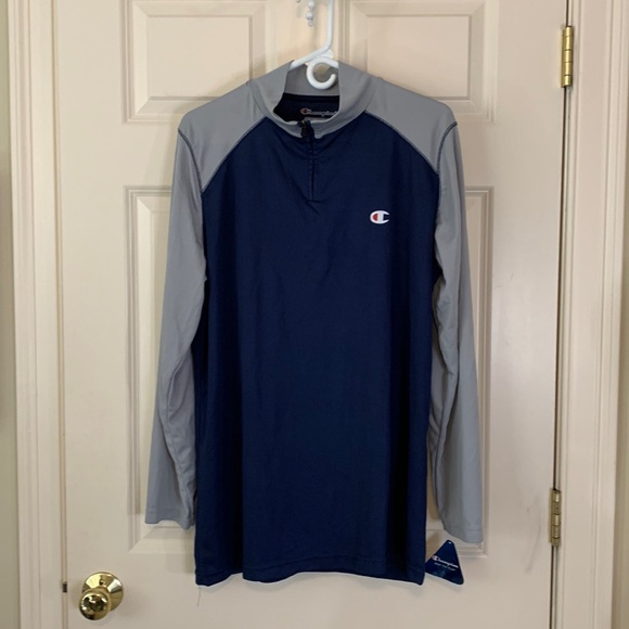 Champion Other - CHAMPION QUARTER ZIP MENS TOP large blue gray